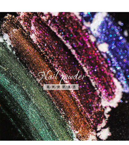 Aurora Chrome Nail Glitter Powder | Rainbow Mirror Laser Pigment for Nail Art Aurora Chrome Nail Glitter Powder — Rainbow Mirror & Laser Gel Pigment for Nail Art