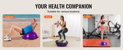 SucceBuy Half Exercise Ball Trainer Balance Ball Trainer Stability Ball Yoga Ball with Resistance Bands &Foot Pump Strength Ball