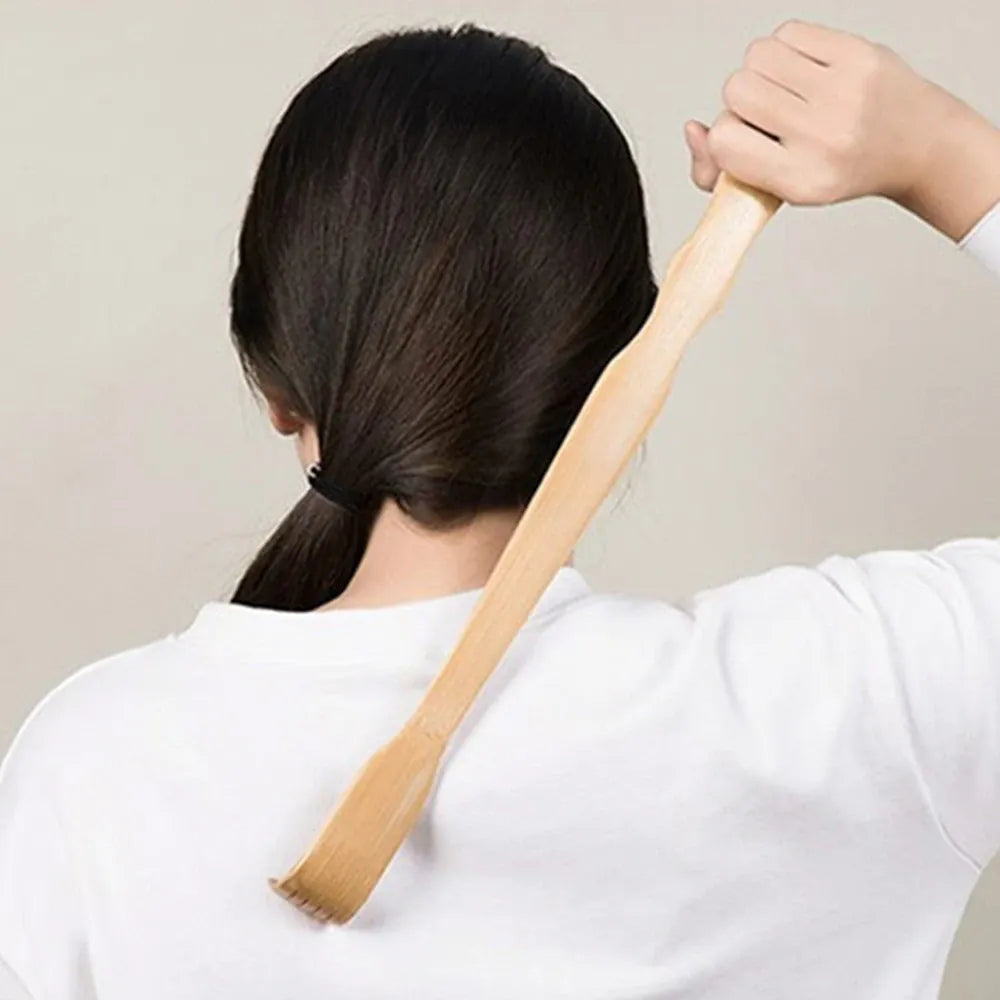 Bamboo Back Scratcher with Massage Roller | Wahooly Bamboo Back Scratcher with Massage Roller | Long-Reach Design