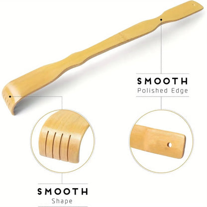 Bamboo Back Scratcher with Massage Roller | Wahooly Bamboo Back Scratcher with Massage Roller | Long-Reach Design