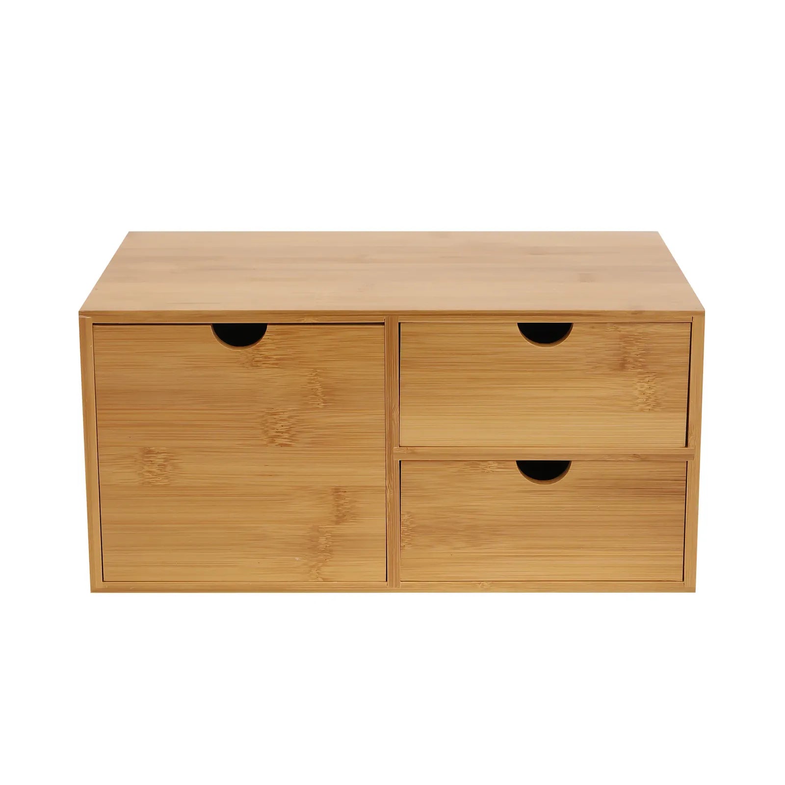 Bamboo 3-Drawer Desk Organizer | Retro Tabletop Storage, No Assembly — Wahooly Bamboo Desk Organizer with 3 Drawers | Retro Tabletop Storage for Home Office, Makeup & Supplies | No Assembly