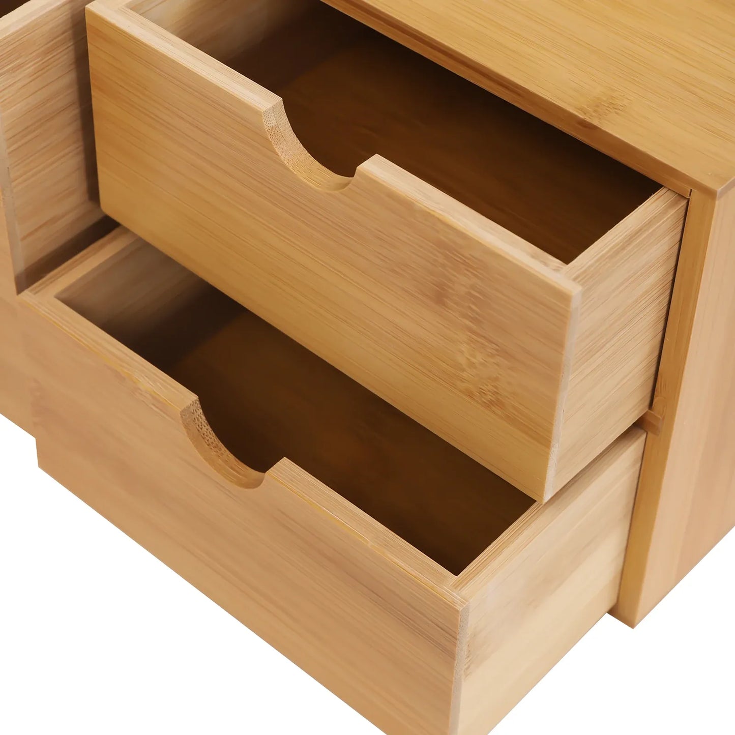 Bamboo 3-Drawer Desk Organizer | Retro Tabletop Storage, No Assembly — Wahooly Bamboo Desk Organizer with 3 Drawers | Retro Tabletop Storage for Home Office, Makeup & Supplies | No Assembly