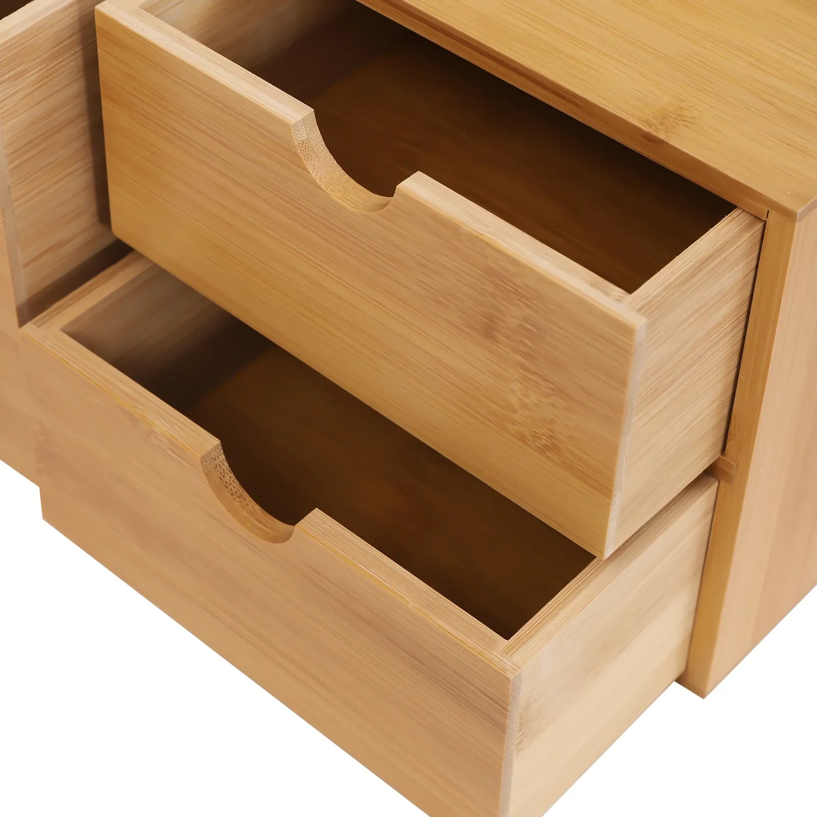 Bamboo 3-Drawer Desk Organizer | Retro Tabletop Storage, No Assembly — Wahooly Bamboo Desk Organizer with 3 Drawers | Retro Tabletop Storage for Home Office, Makeup & Supplies | No Assembly