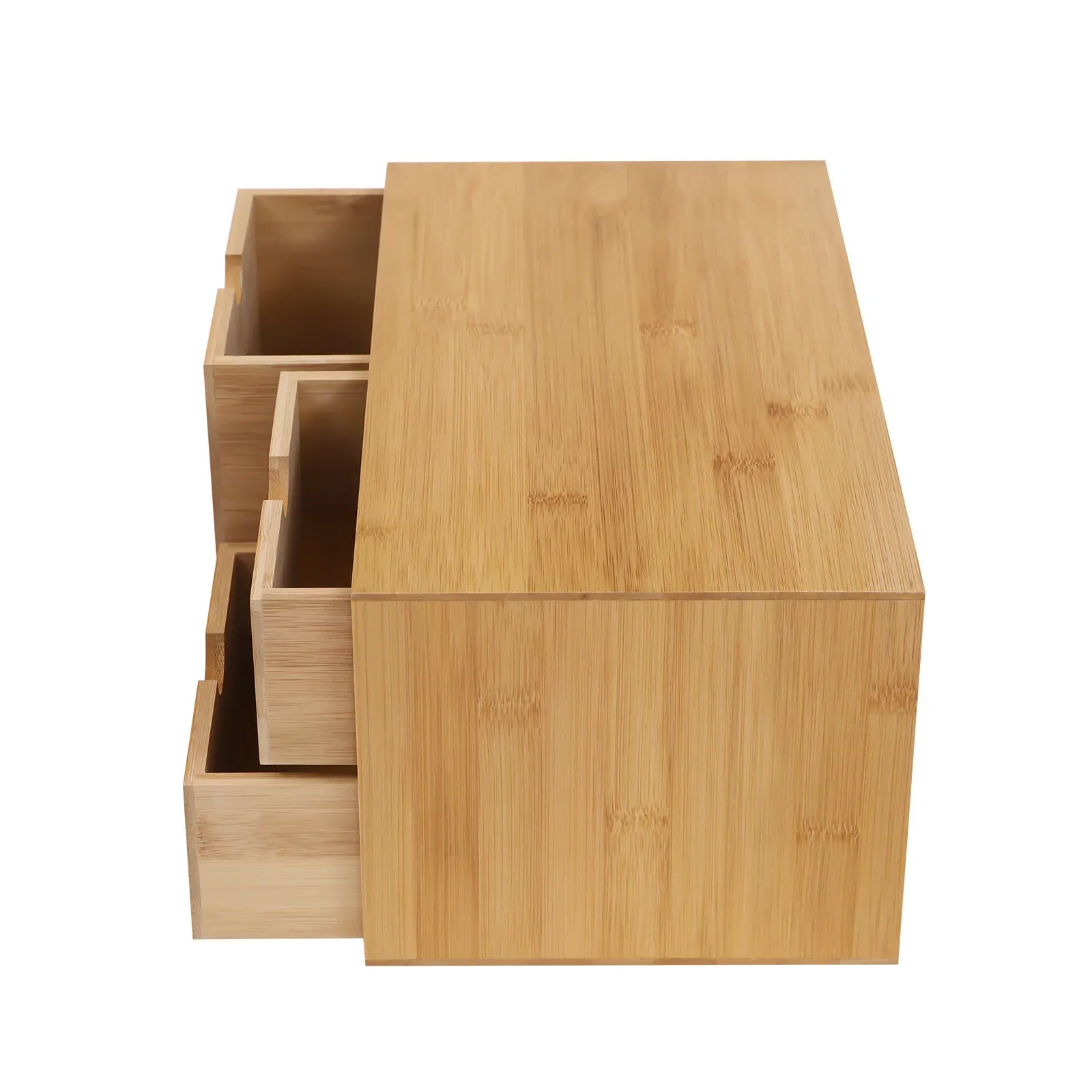 Bamboo 3-Drawer Desk Organizer | Retro Tabletop Storage, No Assembly — Wahooly Bamboo Desk Organizer with 3 Drawers | Retro Tabletop Storage for Home Office, Makeup & Supplies | No Assembly
