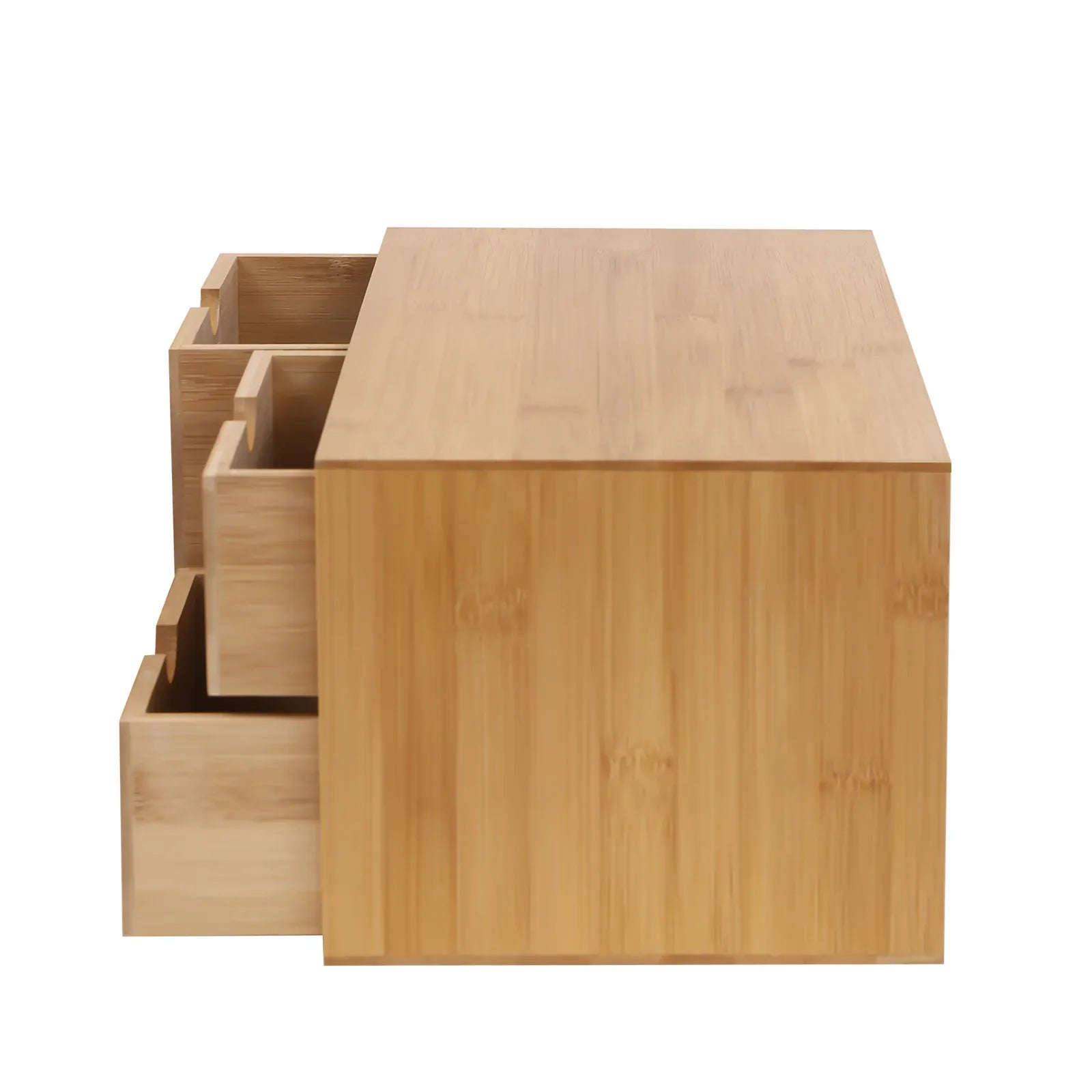 Bamboo 3-Drawer Desk Organizer | Retro Tabletop Storage, No Assembly — Wahooly Bamboo Desk Organizer with 3 Drawers | Retro Tabletop Storage for Home Office, Makeup & Supplies | No Assembly