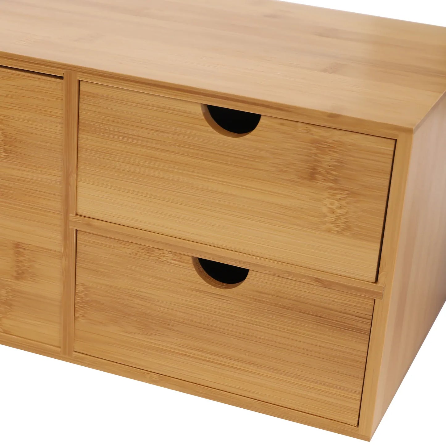 Bamboo 3-Drawer Desk Organizer | Retro Tabletop Storage, No Assembly — Wahooly Bamboo Desk Organizer with 3 Drawers | Retro Tabletop Storage for Home Office, Makeup & Supplies | No Assembly