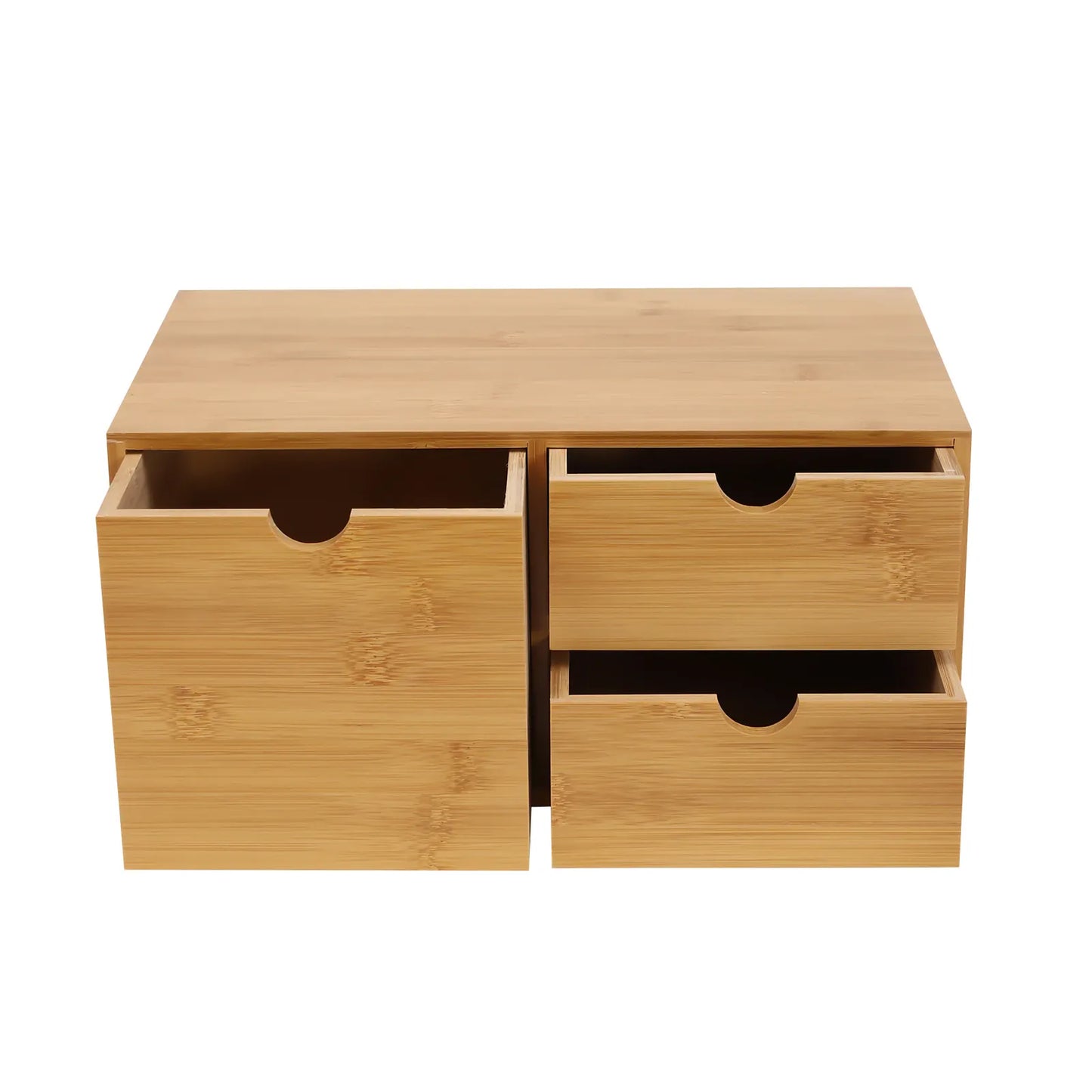 Bamboo 3-Drawer Desk Organizer | Retro Tabletop Storage, No Assembly — Wahooly Bamboo Desk Organizer with 3 Drawers | Retro Tabletop Storage for Home Office, Makeup & Supplies | No Assembly