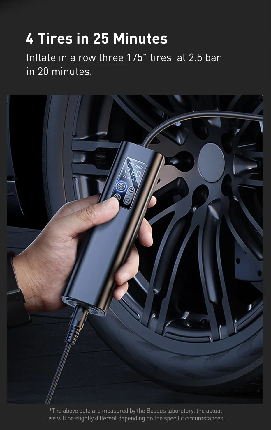Baseus Mini Tire Inflator 12V 150PSI – Smart Digital Air Compressor for Cars | Wahooly Baseus Mini Tire Inflator – 12V 150PSI Smart Digital Air Compressor, Inflates 4 Tires in 25 Min