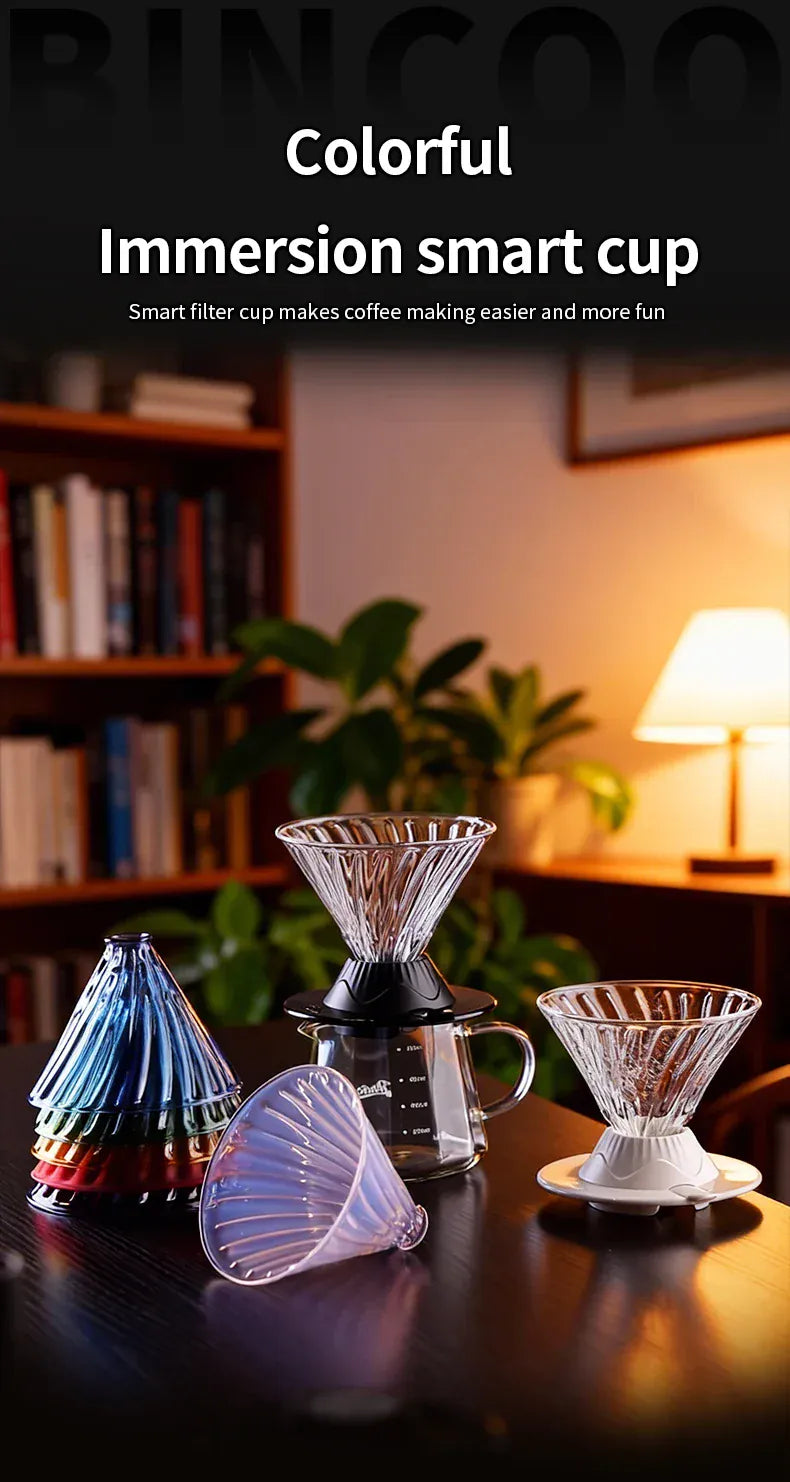 Bincoo Coffee Filter Cup Smart Filter Glass Filter Hand Brew Funnel with Stirrer Coffee Utensil Espresso Cold Brew Reusable Cone Bincoo Coffee Filter Cup Smart Filter Glass Filter Hand Brew Funnel with Stirrer Coffee Utensil Espresso Cold Brew Reusable Cone