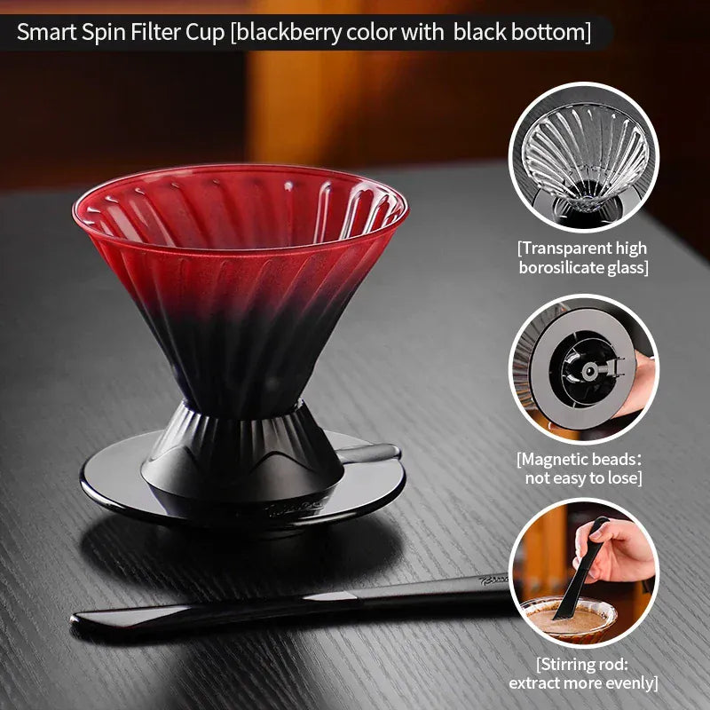 Bincoo Coffee Filter Cup Smart Filter Glass Filter Hand Brew Funnel with Stirrer Coffee Utensil Espresso Cold Brew Reusable Cone Bincoo Coffee Filter Cup Smart Filter Glass Filter Hand Brew Funnel with Stirrer Coffee Utensil Espresso Cold Brew Reusable Cone