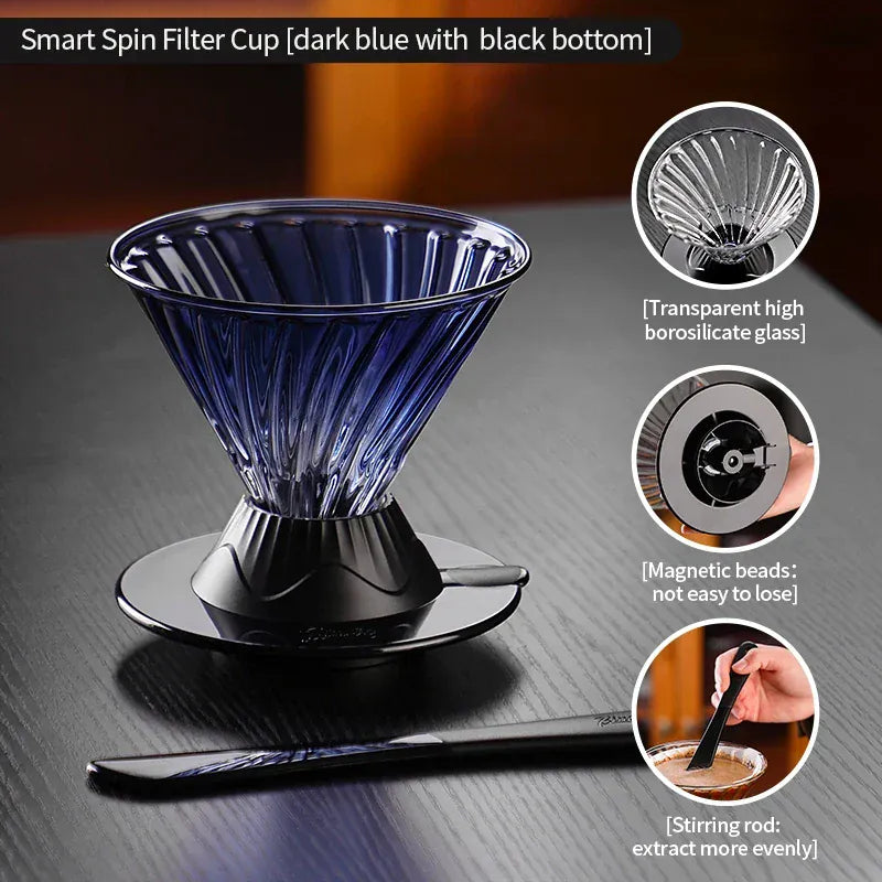Bincoo Coffee Filter Cup Smart Filter Glass Filter Hand Brew Funnel with Stirrer Coffee Utensil Espresso Cold Brew Reusable Cone Bincoo Coffee Filter Cup Smart Filter Glass Filter Hand Brew Funnel with Stirrer Coffee Utensil Espresso Cold Brew Reusable Cone