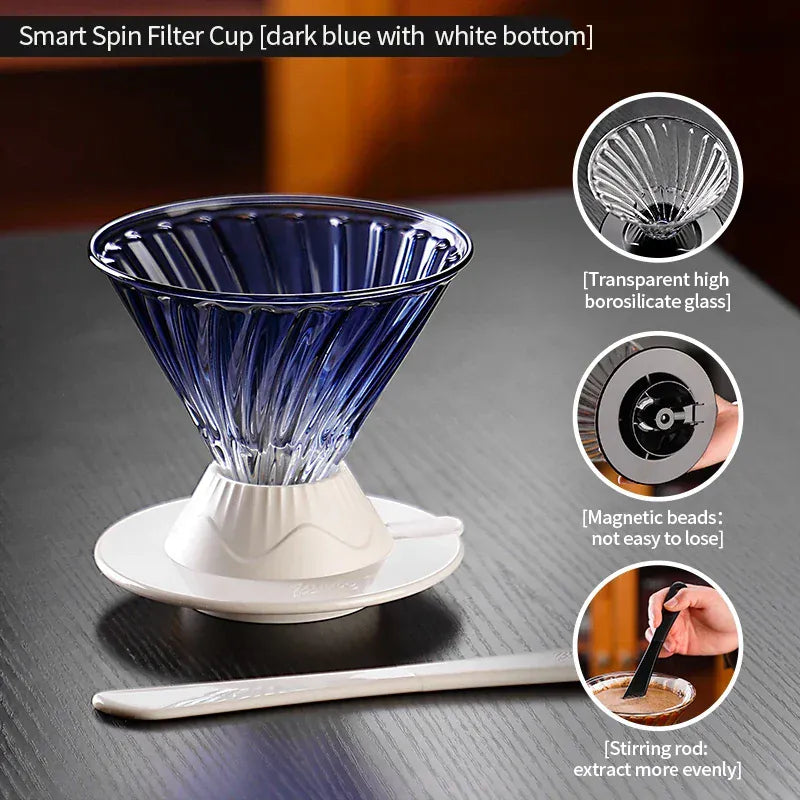 Bincoo Coffee Filter Cup Smart Filter Glass Filter Hand Brew Funnel with Stirrer Coffee Utensil Espresso Cold Brew Reusable Cone Bincoo Coffee Filter Cup Smart Filter Glass Filter Hand Brew Funnel with Stirrer Coffee Utensil Espresso Cold Brew Reusable Cone