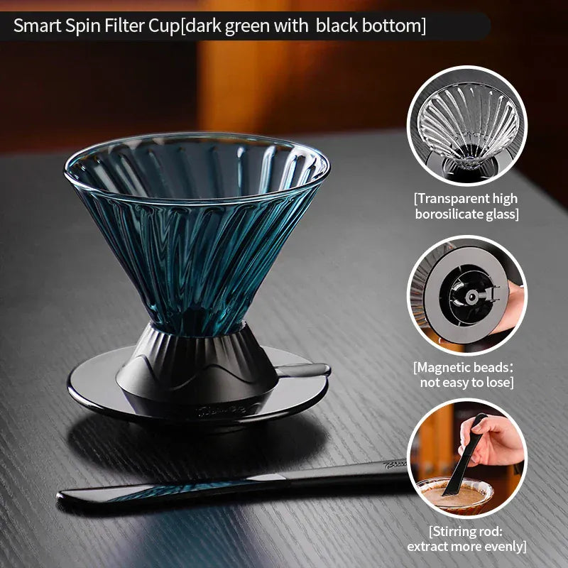 Bincoo Coffee Filter Cup Smart Filter Glass Filter Hand Brew Funnel with Stirrer Coffee Utensil Espresso Cold Brew Reusable Cone Bincoo Coffee Filter Cup Smart Filter Glass Filter Hand Brew Funnel with Stirrer Coffee Utensil Espresso Cold Brew Reusable Cone