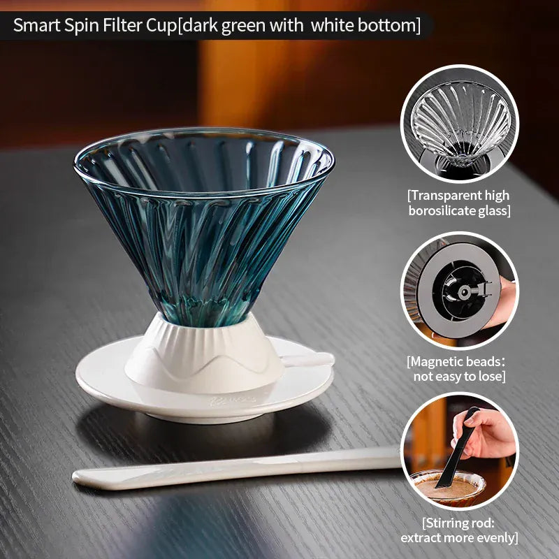Bincoo Coffee Filter Cup Smart Filter Glass Filter Hand Brew Funnel with Stirrer Coffee Utensil Espresso Cold Brew Reusable Cone Bincoo Coffee Filter Cup Smart Filter Glass Filter Hand Brew Funnel with Stirrer Coffee Utensil Espresso Cold Brew Reusable Cone