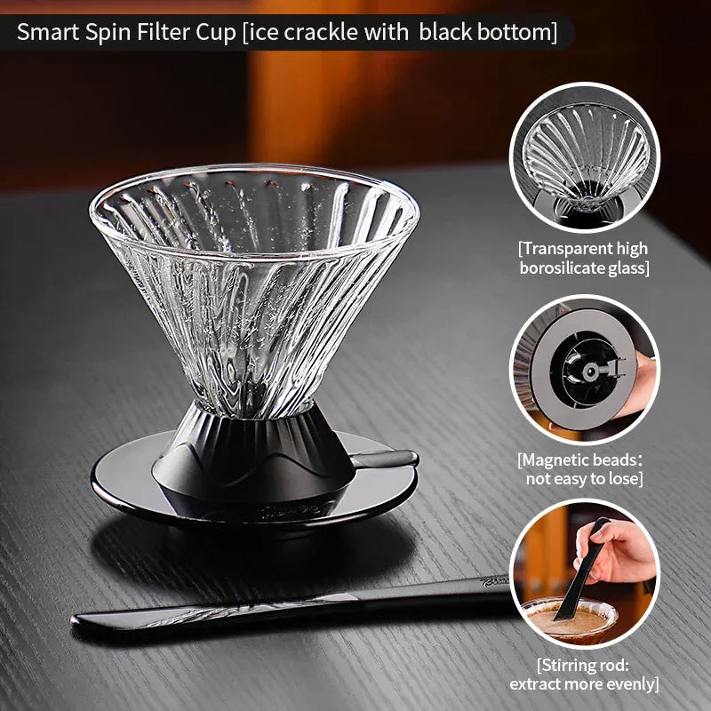 Bincoo Coffee Filter Cup Smart Filter Glass Filter Hand Brew Funnel with Stirrer Coffee Utensil Espresso Cold Brew Reusable Cone Bincoo Coffee Filter Cup Smart Filter Glass Filter Hand Brew Funnel with Stirrer Coffee Utensil Espresso Cold Brew Reusable Cone