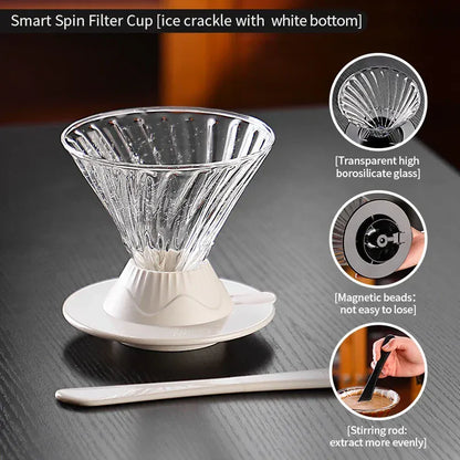 Bincoo Coffee Filter Cup Smart Filter Glass Filter Hand Brew Funnel with Stirrer Coffee Utensil Espresso Cold Brew Reusable Cone Bincoo Coffee Filter Cup Smart Filter Glass Filter Hand Brew Funnel with Stirrer Coffee Utensil Espresso Cold Brew Reusable Cone