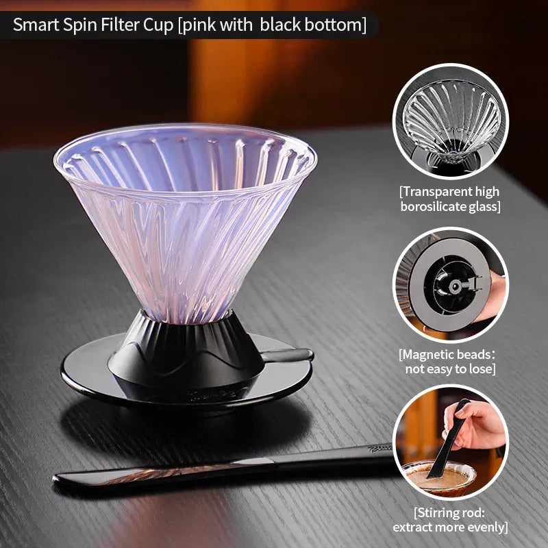 Bincoo Coffee Filter Cup Smart Filter Glass Filter Hand Brew Funnel with Stirrer Coffee Utensil Espresso Cold Brew Reusable Cone Bincoo Coffee Filter Cup Smart Filter Glass Filter Hand Brew Funnel with Stirrer Coffee Utensil Espresso Cold Brew Reusable Cone