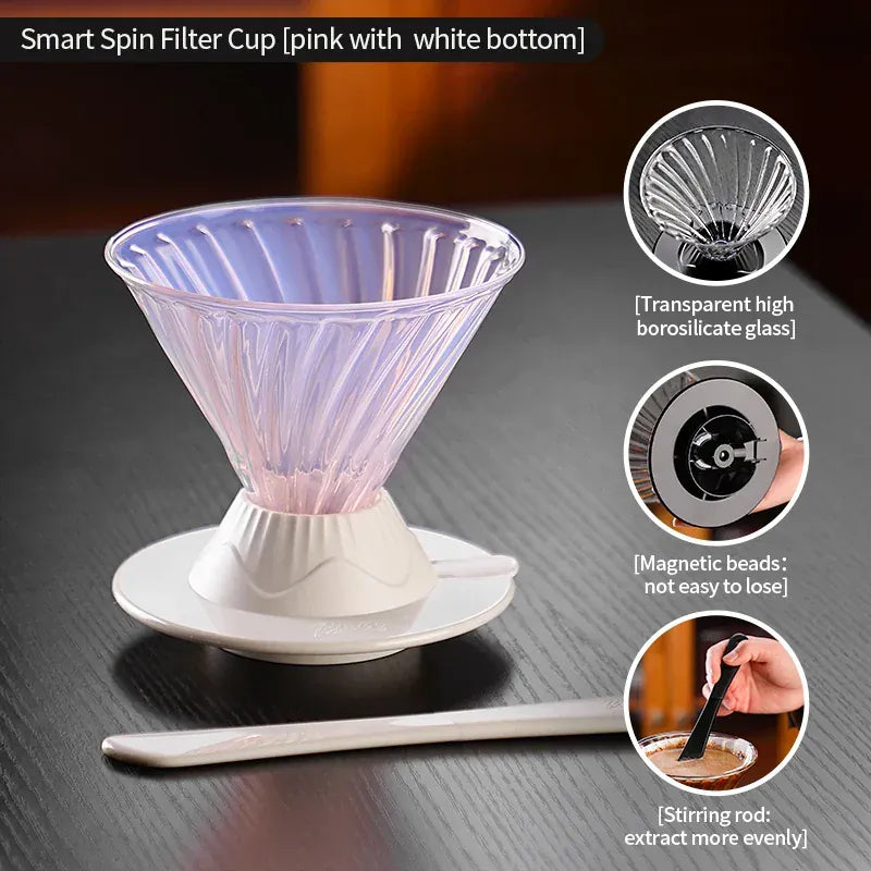 Bincoo Coffee Filter Cup Smart Filter Glass Filter Hand Brew Funnel with Stirrer Coffee Utensil Espresso Cold Brew Reusable Cone Bincoo Coffee Filter Cup Smart Filter Glass Filter Hand Brew Funnel with Stirrer Coffee Utensil Espresso Cold Brew Reusable Cone