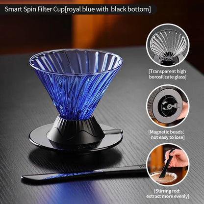 Bincoo Coffee Filter Cup Smart Filter Glass Filter Hand Brew Funnel with Stirrer Coffee Utensil Espresso Cold Brew Reusable Cone Bincoo Coffee Filter Cup Smart Filter Glass Filter Hand Brew Funnel with Stirrer Coffee Utensil Espresso Cold Brew Reusable Cone