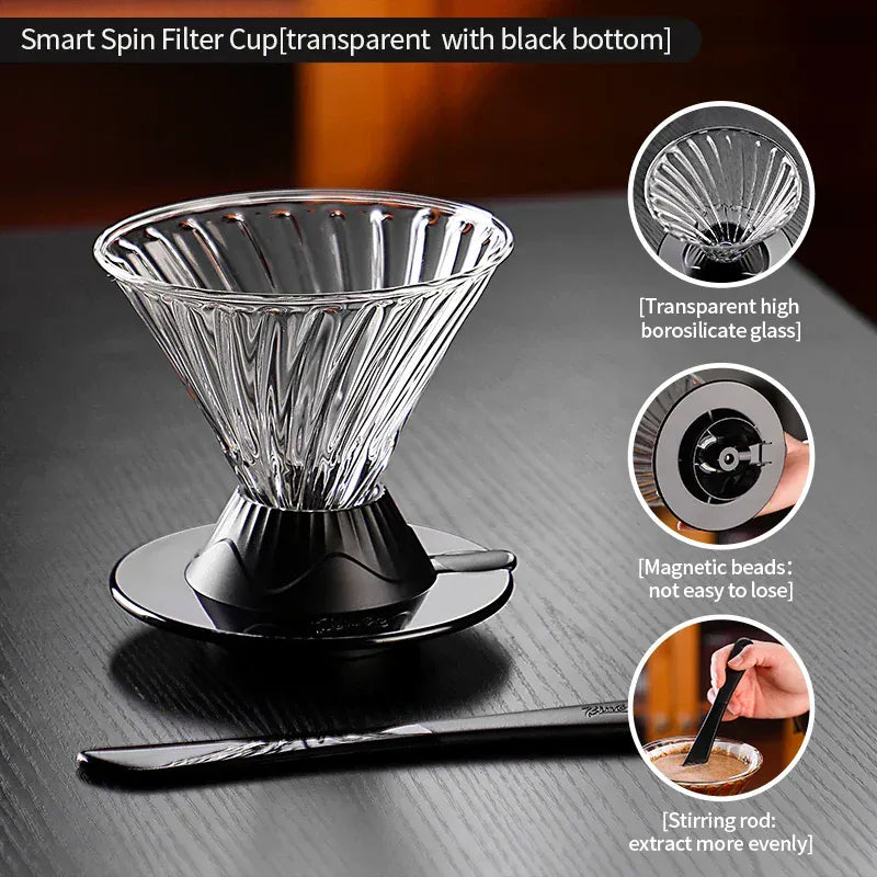 Bincoo Coffee Filter Cup Smart Filter Glass Filter Hand Brew Funnel with Stirrer Coffee Utensil Espresso Cold Brew Reusable Cone Bincoo Coffee Filter Cup Smart Filter Glass Filter Hand Brew Funnel with Stirrer Coffee Utensil Espresso Cold Brew Reusable Cone