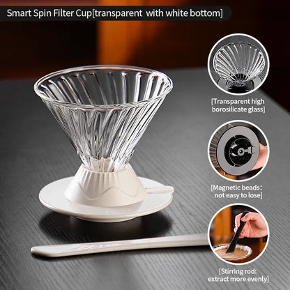 Bincoo Coffee Filter Cup Smart Filter Glass Filter Hand Brew Funnel with Stirrer Coffee Utensil Espresso Cold Brew Reusable Cone Bincoo Coffee Filter Cup Smart Filter Glass Filter Hand Brew Funnel with Stirrer Coffee Utensil Espresso Cold Brew Reusable Cone