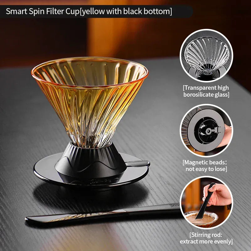 Bincoo Coffee Filter Cup Smart Filter Glass Filter Hand Brew Funnel with Stirrer Coffee Utensil Espresso Cold Brew Reusable Cone Bincoo Coffee Filter Cup Smart Filter Glass Filter Hand Brew Funnel with Stirrer Coffee Utensil Espresso Cold Brew Reusable Cone