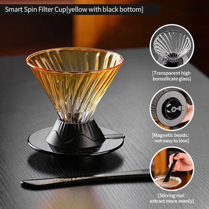 Bincoo Coffee Filter Cup Smart Filter Glass Filter Hand Brew Funnel with Stirrer Coffee Utensil Espresso Cold Brew Reusable Cone Bincoo Coffee Filter Cup Smart Filter Glass Filter Hand Brew Funnel with Stirrer Coffee Utensil Espresso Cold Brew Reusable Cone