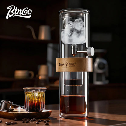 Bincoo Cold Drip Coffee Maker - Double Glass Tower with Flow Control Bincoo Cold Drip Coffee Maker Double Layer Glass Design Large Capacity Use Drip Filtration System with Precision Flow Control