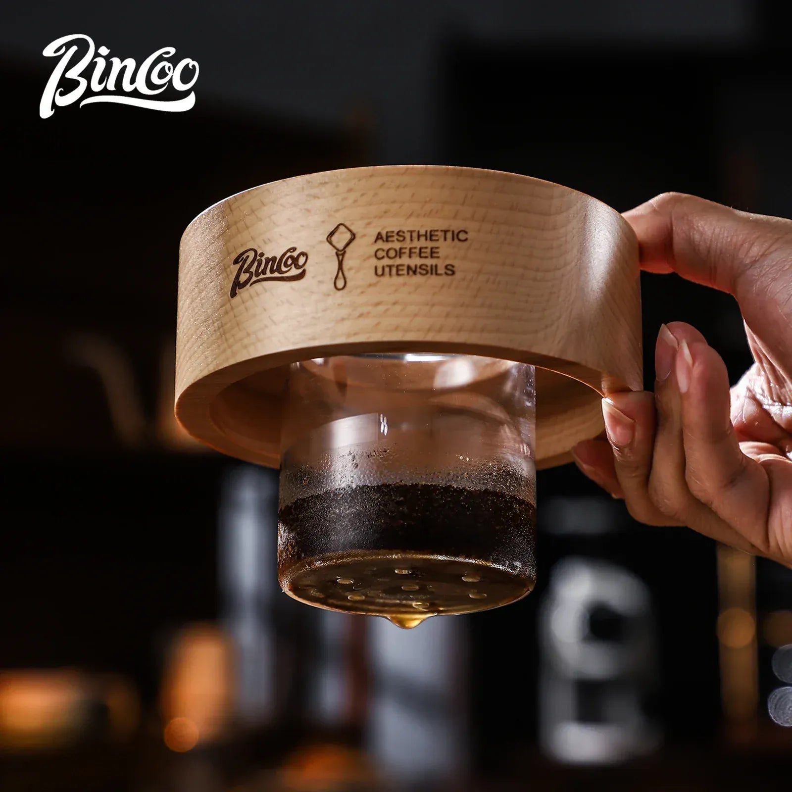 Bincoo Cold Drip Coffee Maker - Double Glass Tower with Flow Control Bincoo Cold Drip Coffee Maker Double Layer Glass Design Large Capacity Use Drip Filtration System with Precision Flow Control