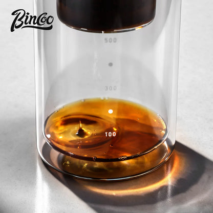 Bincoo Cold Drip Coffee Maker - Double Glass Tower with Flow Control Bincoo Cold Drip Coffee Maker Double Layer Glass Design Large Capacity Use Drip Filtration System with Precision Flow Control