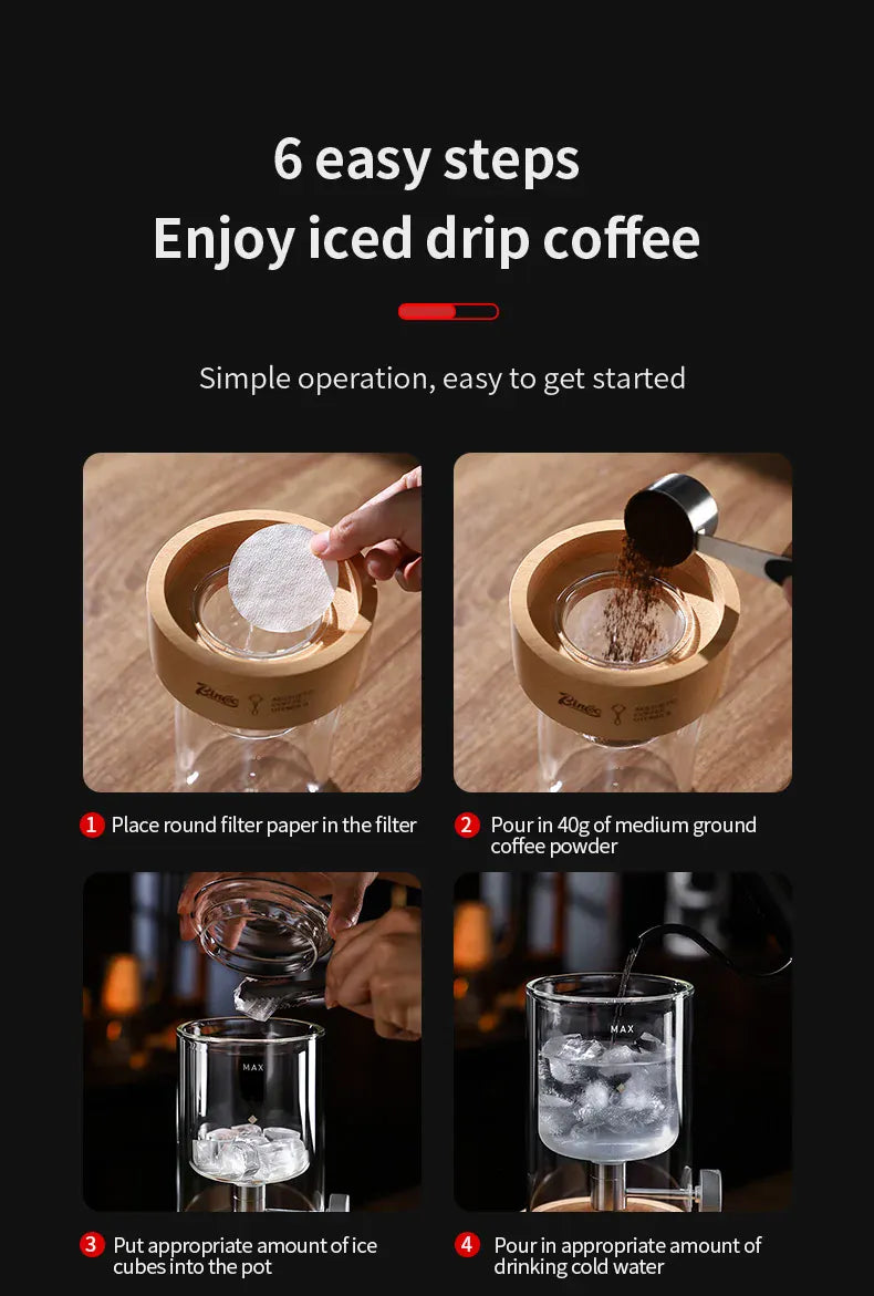 Bincoo Cold Drip Coffee Maker - Double Glass Tower with Flow Control Bincoo Cold Drip Coffee Maker Double Layer Glass Design Large Capacity Use Drip Filtration System with Precision Flow Control