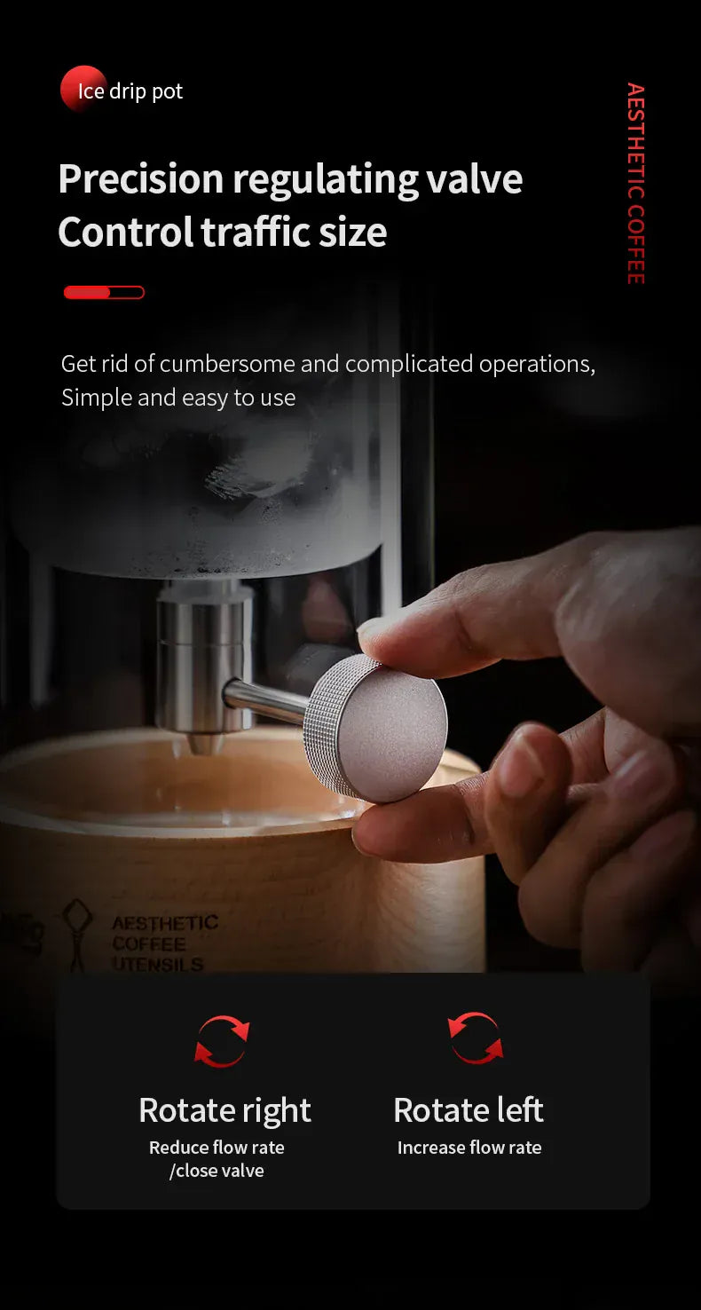 Bincoo Cold Drip Coffee Maker - Double Glass Tower with Flow Control Bincoo Cold Drip Coffee Maker Double Layer Glass Design Large Capacity Use Drip Filtration System with Precision Flow Control