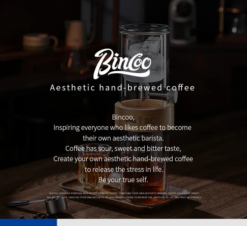 Bincoo Cold Drip Coffee Maker - Double Glass Tower with Flow Control Bincoo Cold Drip Coffee Maker Double Layer Glass Design Large Capacity Use Drip Filtration System with Precision Flow Control