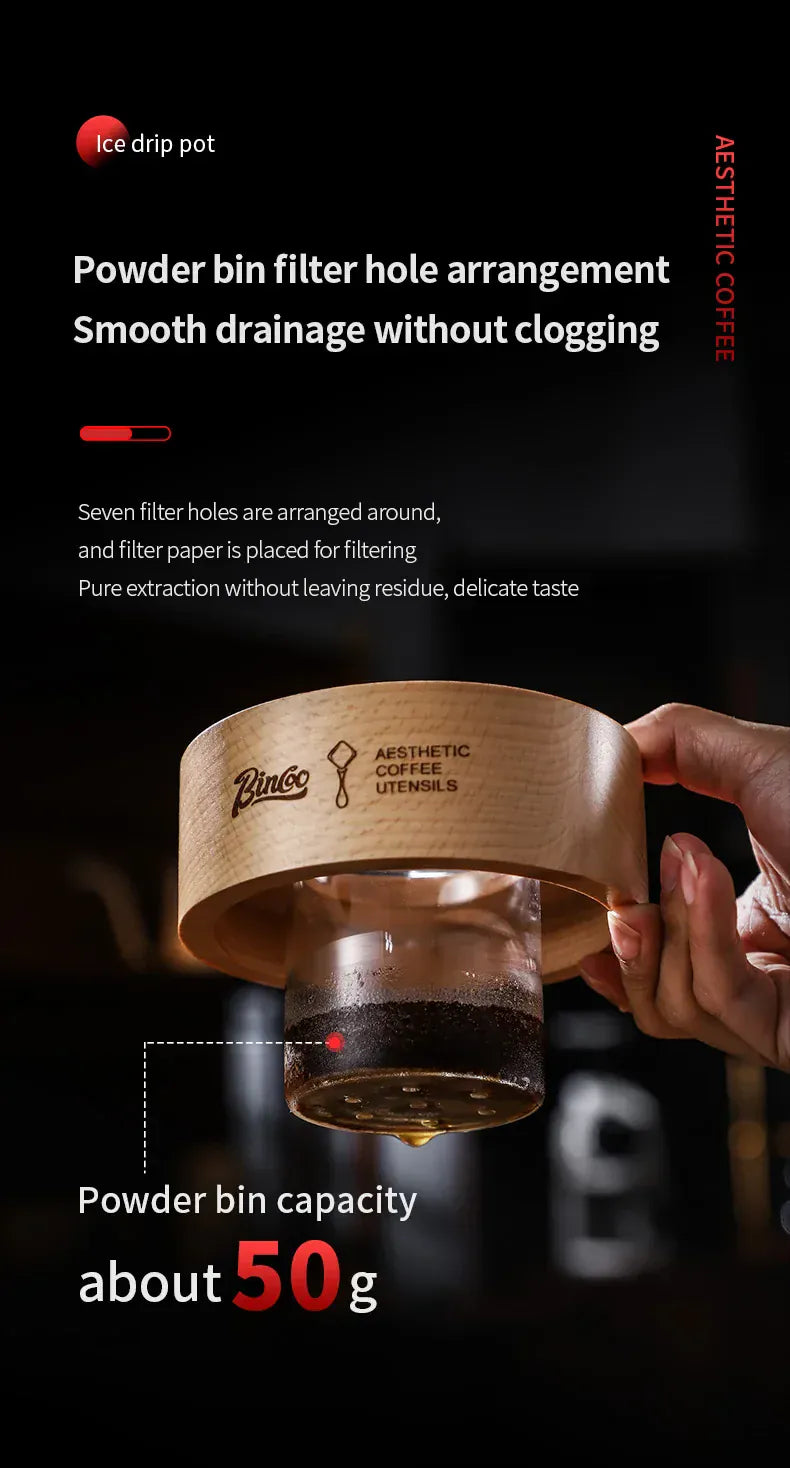 Bincoo Cold Drip Coffee Maker - Double Glass Tower with Flow Control Bincoo Cold Drip Coffee Maker Double Layer Glass Design Large Capacity Use Drip Filtration System with Precision Flow Control