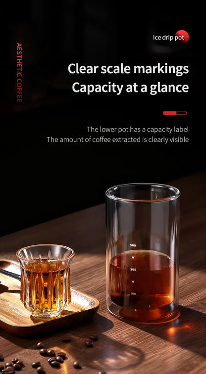 Bincoo Cold Drip Coffee Maker - Double Glass Tower with Flow Control Bincoo Cold Drip Coffee Maker Double Layer Glass Design Large Capacity Use Drip Filtration System with Precision Flow Control