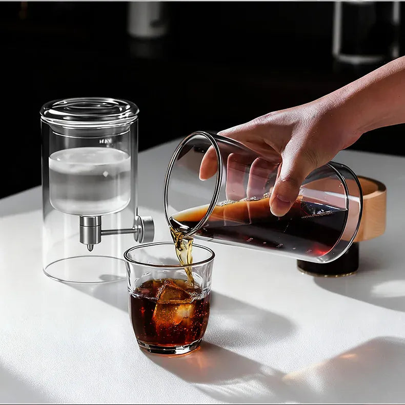 Bincoo Cold Drip Coffee Maker - Double Glass Tower with Flow Control Bincoo Cold Drip Coffee Maker Double Layer Glass Design Large Capacity Use Drip Filtration System with Precision Flow Control