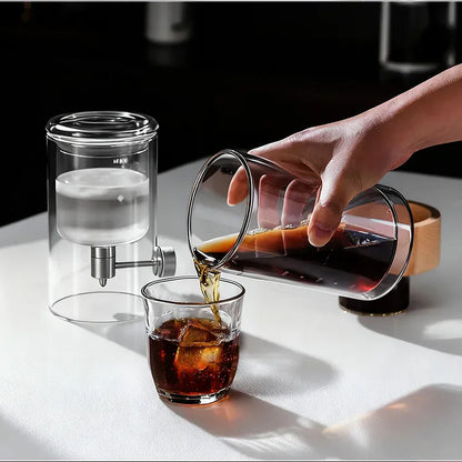 Bincoo Cold Drip Coffee Maker - Double Glass Tower with Flow Control Bincoo Cold Drip Coffee Maker Double Layer Glass Design Large Capacity Use Drip Filtration System with Precision Flow Control