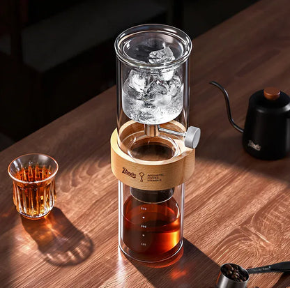 Bincoo Cold Drip Coffee Maker - Double Glass Tower with Flow Control Bincoo Cold Drip Coffee Maker Double Layer Glass Design Large Capacity Use Drip Filtration System with Precision Flow Control