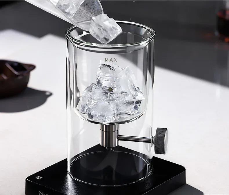 Bincoo Cold Drip Coffee Maker - Double Glass Tower with Flow Control Bincoo Cold Drip Coffee Maker Double Layer Glass Design Large Capacity Use Drip Filtration System with Precision Flow Control