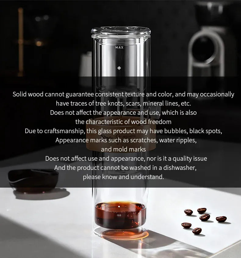 Bincoo Cold Drip Coffee Maker - Double Glass Tower with Flow Control Bincoo Cold Drip Coffee Maker Double Layer Glass Design Large Capacity Use Drip Filtration System with Precision Flow Control
