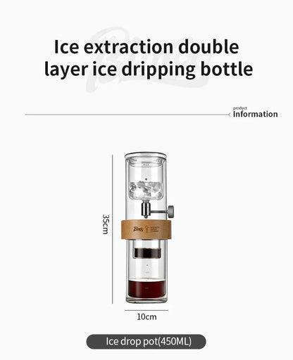 Bincoo Cold Drip Coffee Maker - Double Glass Tower with Flow Control Bincoo Cold Drip Coffee Maker Double Layer Glass Design Large Capacity Use Drip Filtration System with Precision Flow Control