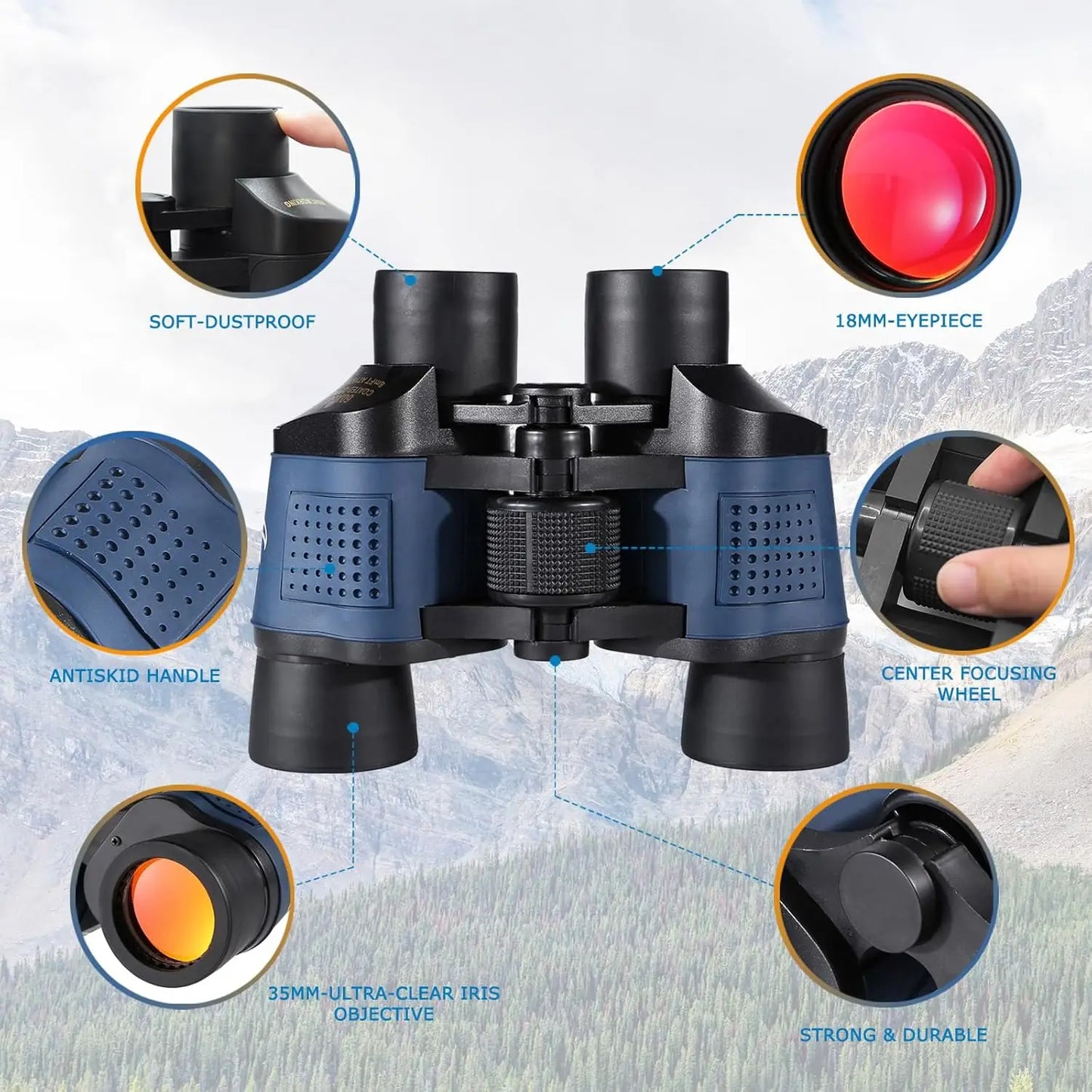 80x80 High Power Binoculars - Professional HD Wide-Angle for Adults Binoculars 80x80 High Power Profession Adults HD Wide-angle Compact Easy To Carry Suitable For Concerts Mountaineering Camping