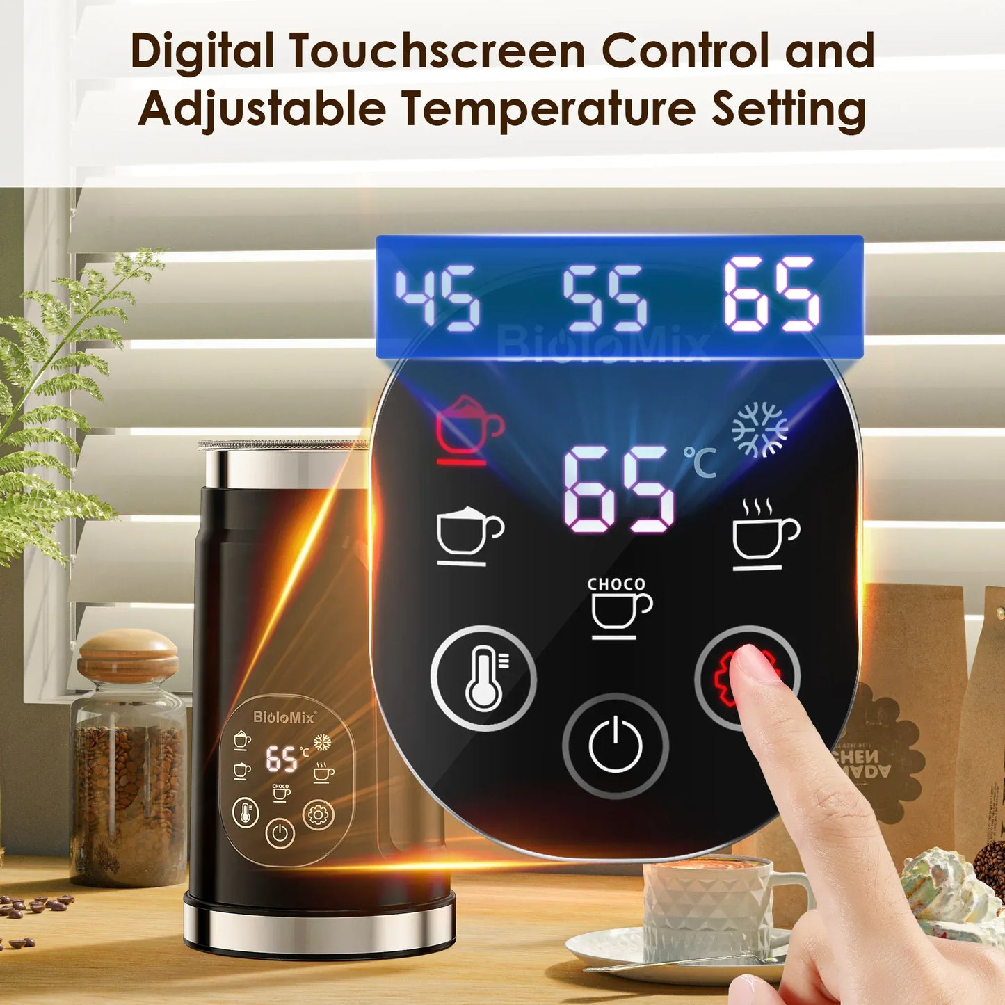 BioloMix 5-in-1 Milk Frother with Upgraded LED Display Touch Screen - Hot And Cold Foam Maker Milk Warmer for Coffee Latte BioloMix 5-in-1 Milk Frother with Upgraded LED Display Touch Screen - Hot And Cold Foam Maker Milk Warmer for Coffee Latte