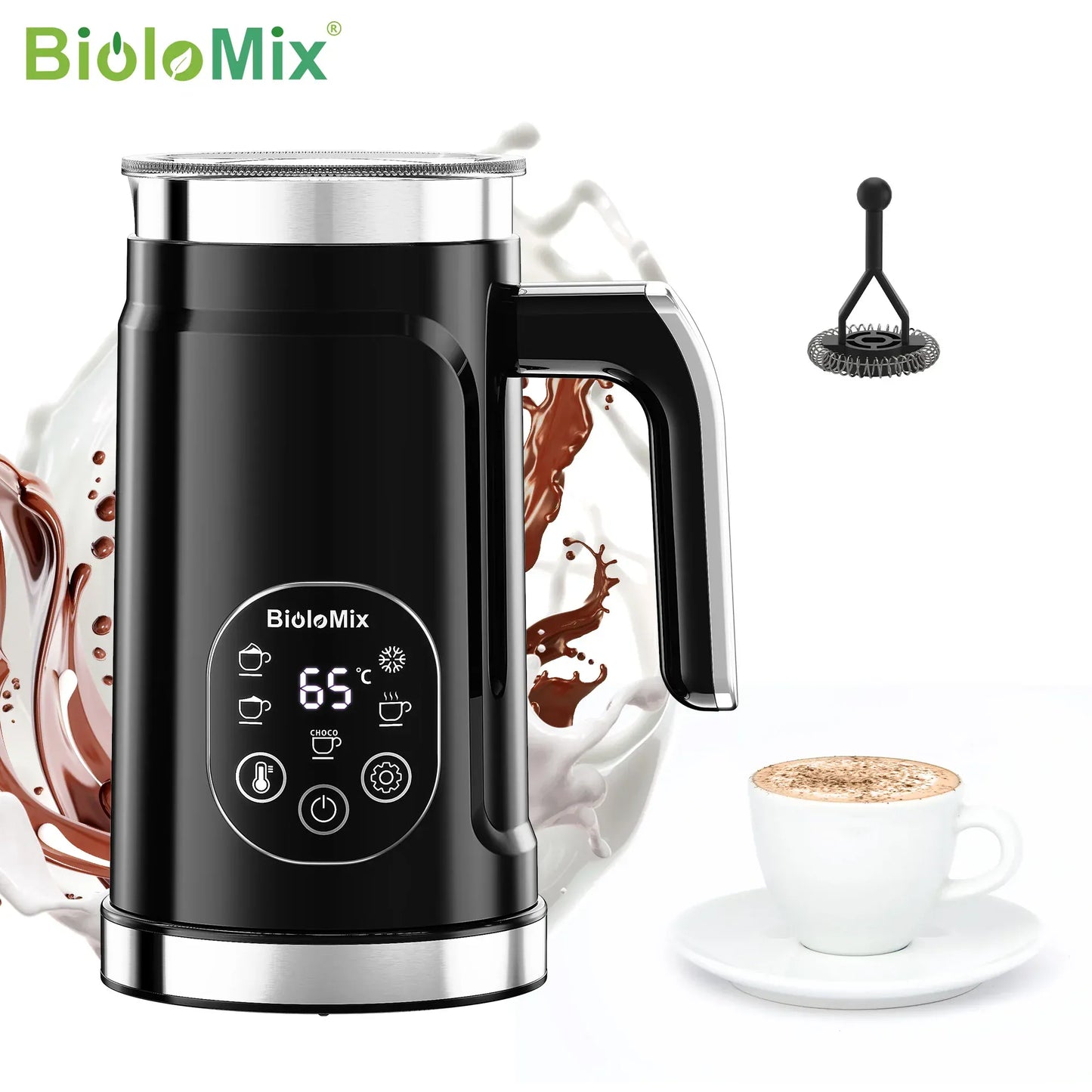 BioloMix 5-in-1 Milk Frother with Upgraded LED Display Touch Screen - Hot And Cold Foam Maker Milk Warmer for Coffee Latte BioloMix 5-in-1 Milk Frother with Upgraded LED Display Touch Screen - Hot And Cold Foam Maker Milk Warmer for Coffee Latte