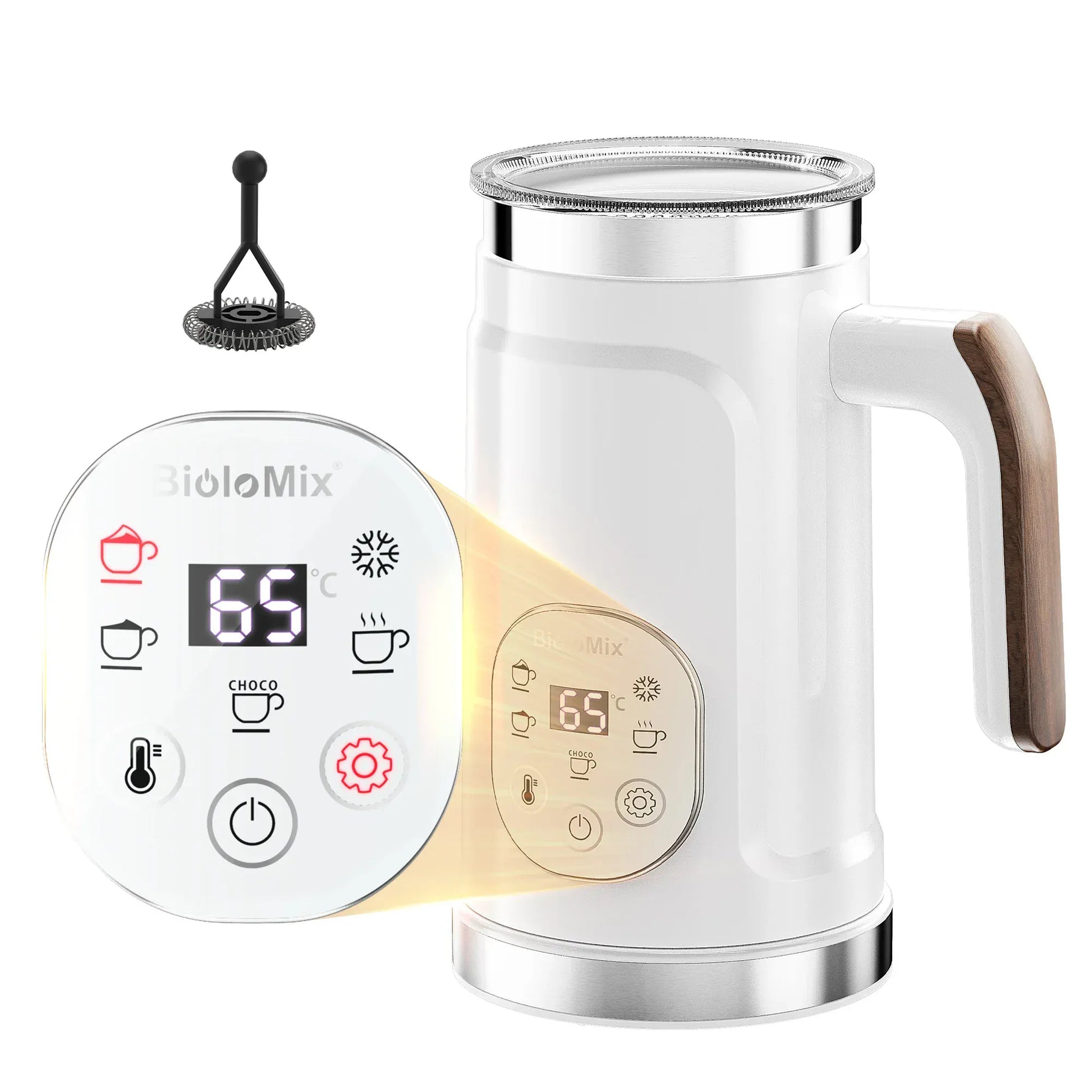 BioloMix 5-in-1 Milk Frother with Upgraded LED Display Touch Screen - Hot And Cold Foam Maker Milk Warmer for Coffee Latte BioloMix 5-in-1 Milk Frother with Upgraded LED Display Touch Screen - Hot And Cold Foam Maker Milk Warmer for Coffee Latte