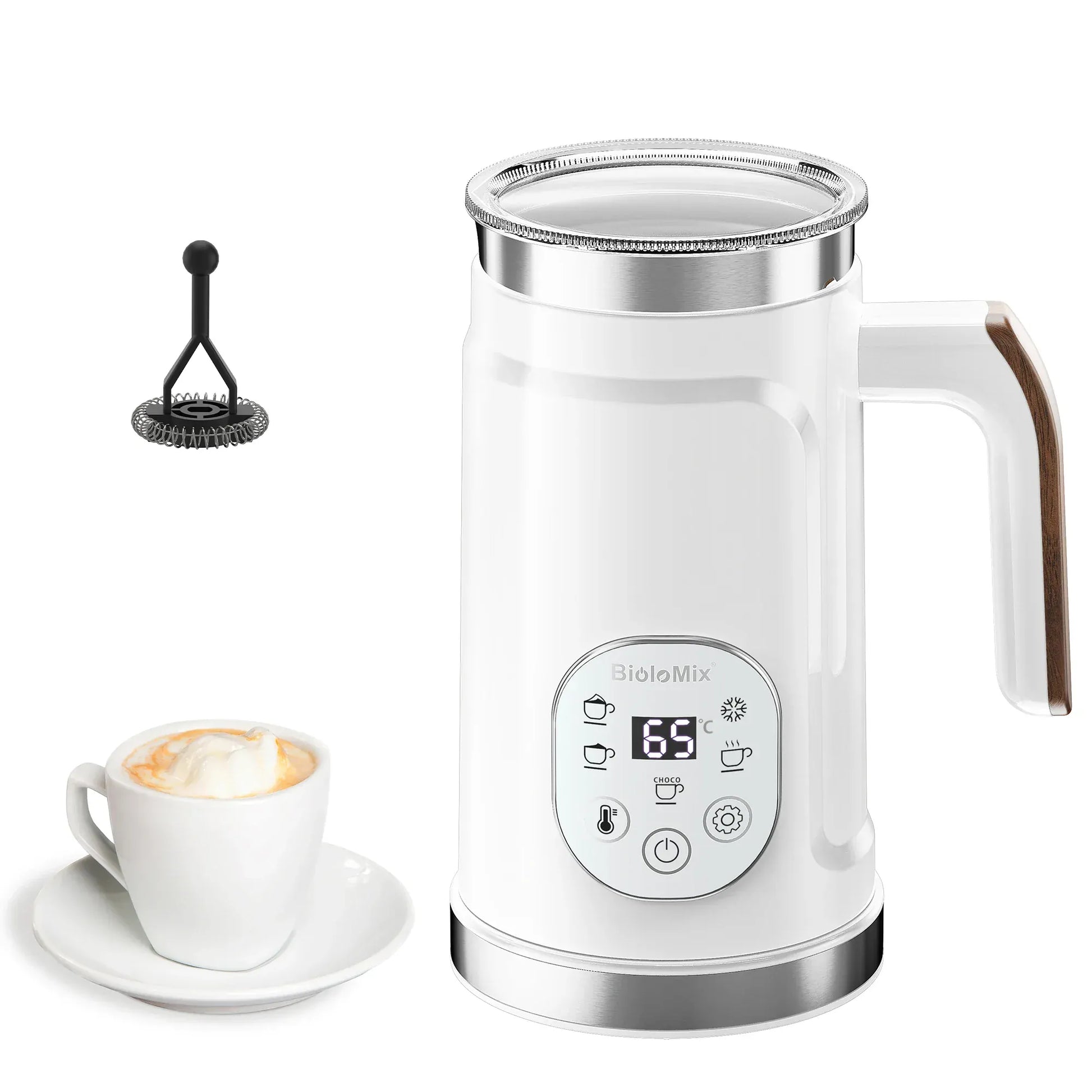 BioloMix 5-in-1 Milk Frother with Upgraded LED Display Touch Screen - Hot And Cold Foam Maker Milk Warmer for Coffee Latte BioloMix 5-in-1 Milk Frother with Upgraded LED Display Touch Screen - Hot And Cold Foam Maker Milk Warmer for Coffee Latte