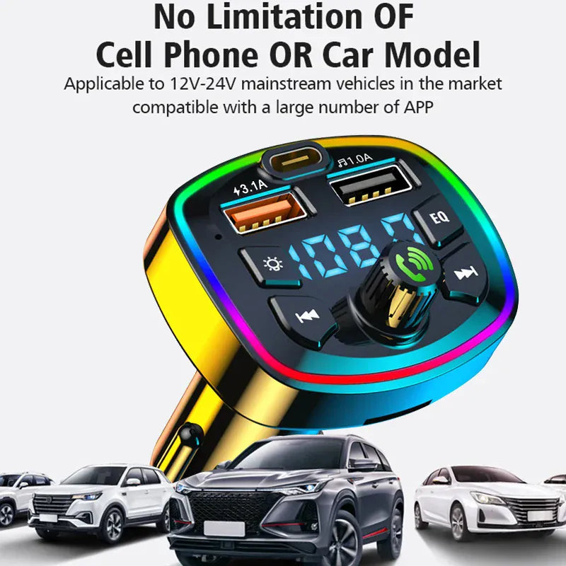 Bluetooth 5.0 FM Transmitter for Car – Dual USB Charger, Hands-Free Mic & MP3 | Wahooly Bluetooth 5.0 FM Transmitter for Car – Dual USB Charger, Hands-Free Mic & MP3 Player