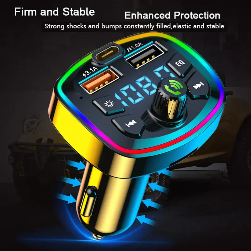 Bluetooth 5.0 FM Transmitter for Car – Dual USB Charger, Hands-Free Mic & MP3 | Wahooly Bluetooth 5.0 FM Transmitter for Car – Dual USB Charger, Hands-Free Mic & MP3 Player
