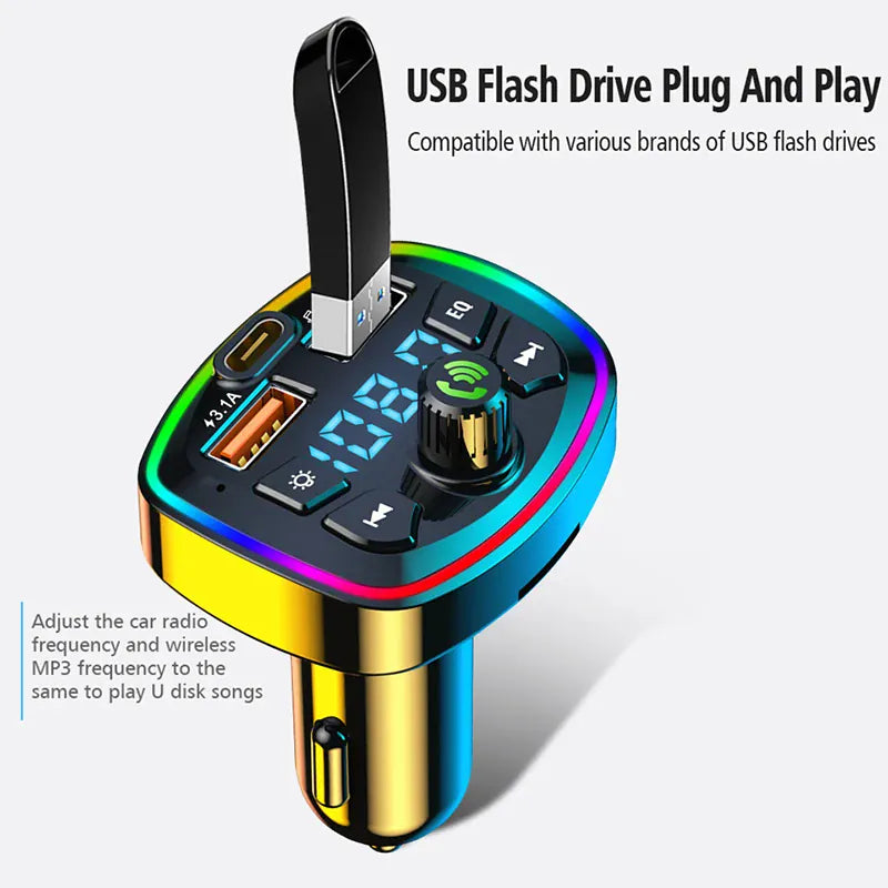 Bluetooth 5.0 FM Transmitter for Car – Dual USB Charger, Hands-Free Mic & MP3 | Wahooly Bluetooth 5.0 FM Transmitter for Car – Dual USB Charger, Hands-Free Mic & MP3 Player