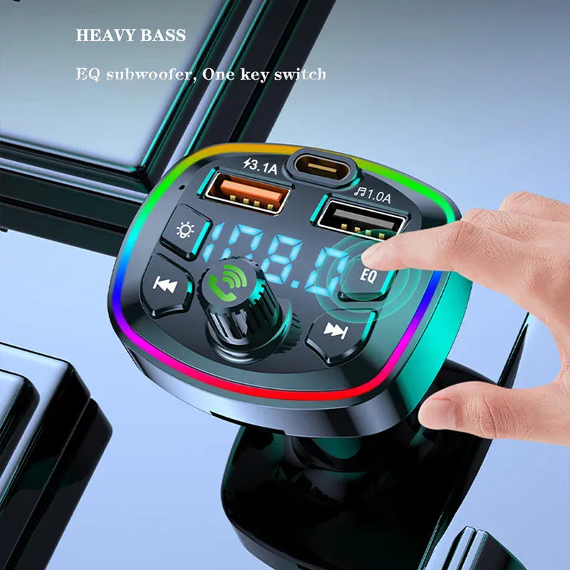 Bluetooth 5.0 FM Transmitter for Car – Dual USB Charger, Hands-Free Mic & MP3 | Wahooly Bluetooth 5.0 FM Transmitter for Car – Dual USB Charger, Hands-Free Mic & MP3 Player